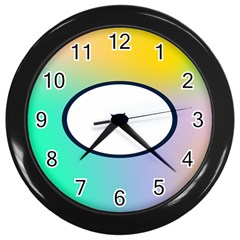 Illustrated Circle Round Polka Rainbow Wall Clocks (Black)