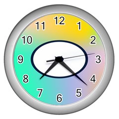Illustrated Circle Round Polka Rainbow Wall Clocks (Silver) 