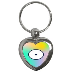 Illustrated Circle Round Polka Rainbow Key Chains (Heart) 
