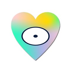 Illustrated Circle Round Polka Rainbow Heart Magnet