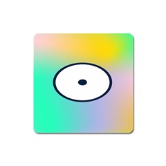 Illustrated Circle Round Polka Rainbow Square Magnet