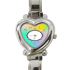 Illustrated Circle Round Polka Rainbow Heart Italian Charm Watch