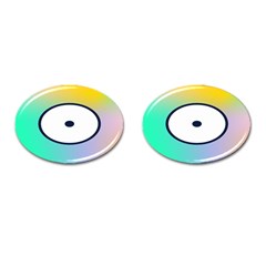 Illustrated Circle Round Polka Rainbow Cufflinks (Oval)