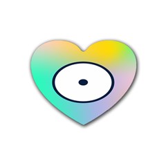 Illustrated Circle Round Polka Rainbow Rubber Coaster (Heart) 