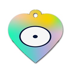Illustrated Circle Round Polka Rainbow Dog Tag Heart (One Side)