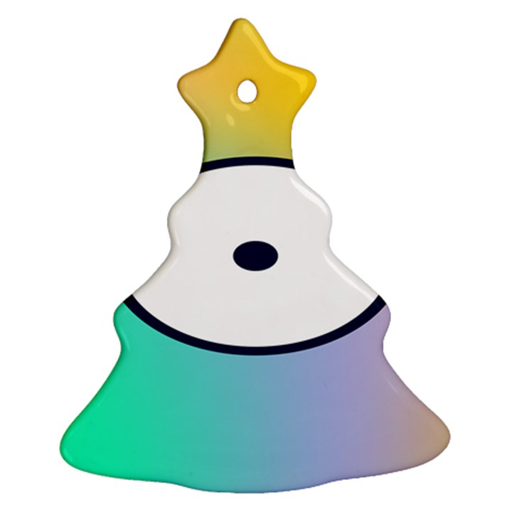 Illustrated Circle Round Polka Rainbow Christmas Tree Ornament (Two Sides)