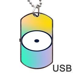 Illustrated Circle Round Polka Rainbow Dog Tag USB Flash (One Side)