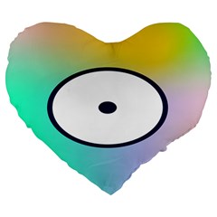 Illustrated Circle Round Polka Rainbow Large 19  Premium Heart Shape Cushions