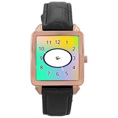 Illustrated Circle Round Polka Rainbow Rose Gold Leather Watch  by Mariart