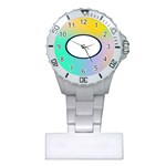 Illustrated Circle Round Polka Rainbow Plastic Nurses Watch Front