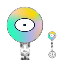 Illustrated Circle Round Polka Rainbow Stainless Steel Nurses Watch