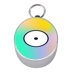 Illustrated Circle Round Polka Rainbow Mini Silver Compasses