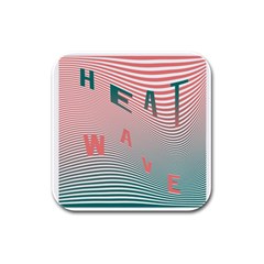 Heat Wave Chevron Waves Red Green Rubber Square Coaster (4 Pack)  by Mariart