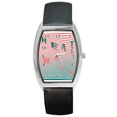 Heat Wave Chevron Waves Red Green Barrel Style Metal Watch