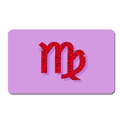 Illustrated Zodiac Purple Red Star Polka Magnet (rectangular)