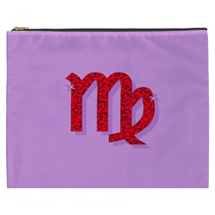 Illustrated Zodiac Purple Red Star Polka Cosmetic Bag (xxxl) 