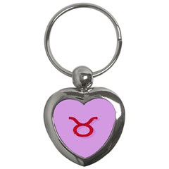 Illustrated Zodiac Purple Red Star Polka Circle Key Chains (heart) 