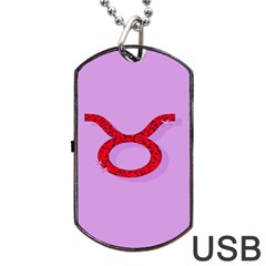 Illustrated Zodiac Purple Red Star Polka Circle Dog Tag Usb Flash (two Sides)