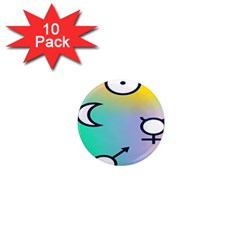 Illustrated Moon Circle Polka Dot Rainbow 1  Mini Magnet (10 Pack) 