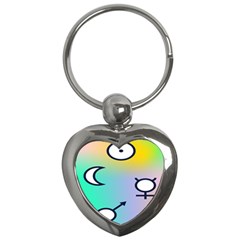 Illustrated Moon Circle Polka Dot Rainbow Key Chains (heart) 