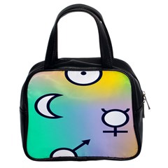 Illustrated Moon Circle Polka Dot Rainbow Classic Handbags (2 Sides)