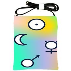 Illustrated Moon Circle Polka Dot Rainbow Shoulder Sling Bags by Mariart