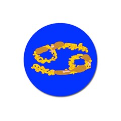 Illustrated 69 Blue Yellow Star Zodiac Magnet 3  (round)