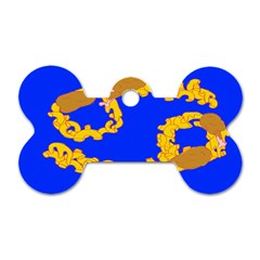 Illustrated 69 Blue Yellow Star Zodiac Dog Tag Bone (two Sides)