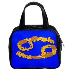 Illustrated 69 Blue Yellow Star Zodiac Classic Handbags (2 Sides)