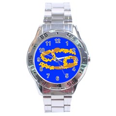 Illustrated 69 Blue Yellow Star Zodiac Stainless Steel Analogue Watch