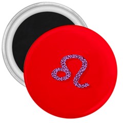 Illustrated Zodiac Red Purple Star Polka Dot 3  Magnets