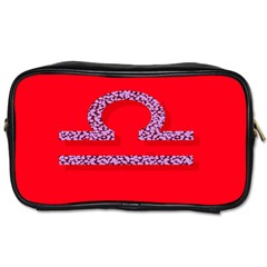 Illustrated Zodiac Red Purple Star Polka Toiletries Bags by Mariart