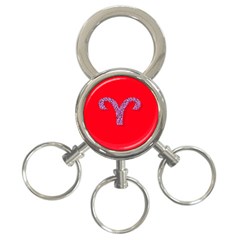 Illustrated Zodiac Red Star Purple 3-ring Key Chains