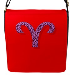 Illustrated Zodiac Red Star Purple Flap Messenger Bag (s)