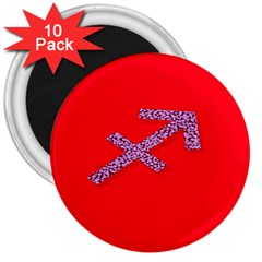 Illustrated Zodiac Star Red Purple 3  Magnets (10 Pack) 