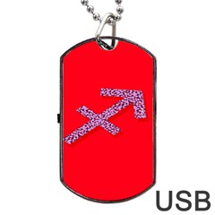 Illustrated Zodiac Star Red Purple Dog Tag Usb Flash (two Sides) by Mariart