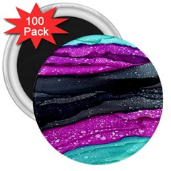 Green Pink Purple Black Stone 3  Magnets (100 Pack)