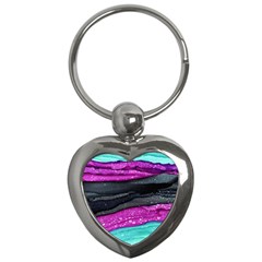 Green Pink Purple Black Stone Key Chains (heart)  by Mariart