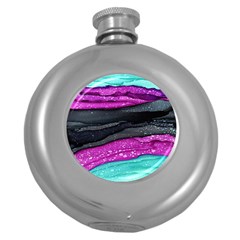 Green Pink Purple Black Stone Round Hip Flask (5 Oz) by Mariart