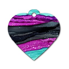 Green Pink Purple Black Stone Dog Tag Heart (one Side) by Mariart