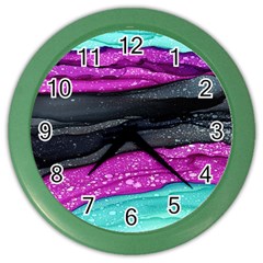 Green Pink Purple Black Stone Color Wall Clocks by Mariart