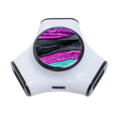 Green Pink Purple Black Stone 3-port Usb Hub by Mariart