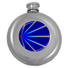 Light Neon Blue Round Hip Flask (5 Oz)