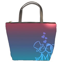 Love Valentine Kiss Purple Red Blue Romantic Bucket Bags by Mariart
