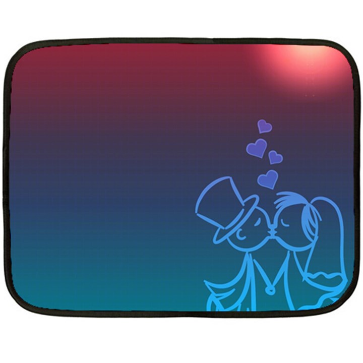 Love Valentine Kiss Purple Red Blue Romantic Double Sided Fleece Blanket (Mini) 