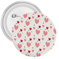 Love Heart Pink Polka Valentine Red Black Green White 3  Buttons by Mariart