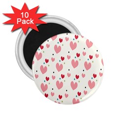 Love Heart Pink Polka Valentine Red Black Green White 2 25  Magnets (10 Pack) 