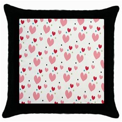 Love Heart Pink Polka Valentine Red Black Green White Throw Pillow Case (black)