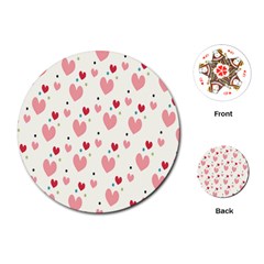 Love Heart Pink Polka Valentine Red Black Green White Playing Cards (round)  by Mariart