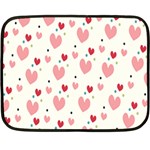 Love Heart Pink Polka Valentine Red Black Green White Fleece Blanket (Mini) 35 x27  Blanket